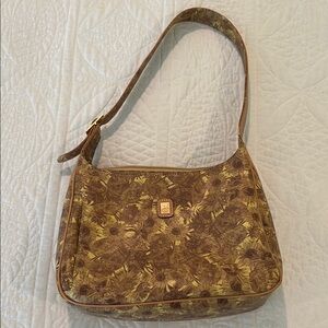 Floral Patterned Brown Shoulder Bag